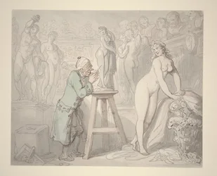 Joseph Nollekens műtermében, 1810 körül (ceruza, tus és akvarell papíron)