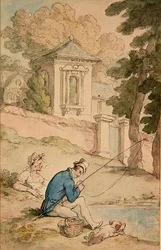 Man Fishing, 1780 körül (toll és barna tinta és akvarell papíron)