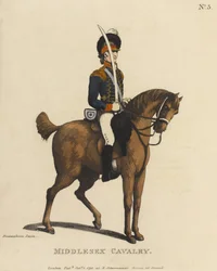 Middlesex lovasság (színes akvatinta)