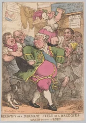Egy alvó cím vagy egy nadrággyártó visszaszerzése Lord, kocsma lesz. 1805 (kézzel színezett metszet)