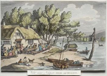 Rowlandson: „Vázlatok a természetből”:  Kilátás Newport közelében, a Wight-szigeten