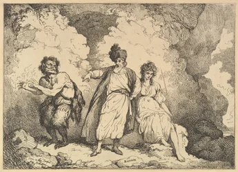 Jelenet a viharból: Caliban, Prospero és Miranda, [1783-87], újra kiadva 1801-ben.
