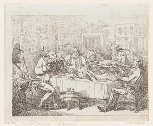 Sir Joseph Banks aligátort készül enni „The Fish Supper”, 1788 vagy később, 1788 vagy később.