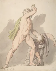 Álló meztelen férfi ájuló női Ludovisi Galliát támogatva az Uffiziben, 1780-1827.