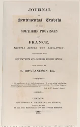 Címlap, a Journal of Sentimental Travels in the Southern Provinces of France, Shor..., 1821-ből.