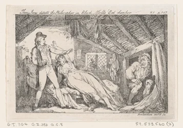 Tom Jones felfedezi a filozófust a Black Molls Bedchamber-ben, The History of Tom Jones, a ..., 1792.
