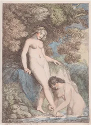 Két nimfa fürdik, az egyik mossa a másik lábát, 1799. május 20., 1799. május 20.