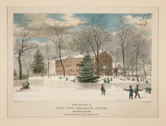 West-Town bentlakásos iskola (délkeleti nézet), Chester Co., Pa.