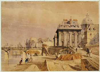 L "Institut and the Pont des Arts, Párizs, 1828