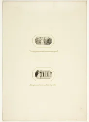 Tanulmány egy tányérhoz a The Triumphs of Temper-ből, az 1796-os Royal Engagements Pocket Book-ban