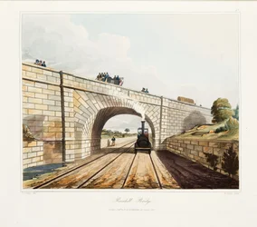 Rainhill Bridge, 1831-ben megjelent (kézzel színezett metszet)