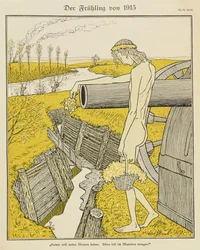 1915 tavasza, illusztráció egy német folyóiratból, "Simplicissimus", 1915 körül (litho)