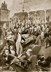 Sir Robert Peel az Alsóházban, 1846, illusztráció a „Hutchinson