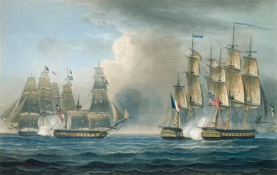 A Pomone elfoglalása a HMS Arethusa által Kuba partjainál 1806-ban, T. Sutherland metszete J. Ralfe „The Naval Chronology of Great Britain” című művéhez, kiadva 1820