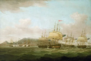 Saint Paul elfoglalása a Bourbon-sziget (ma Réunion-sziget) közelében a brit flotta által, szeptember 21.