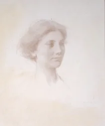 Lányfej, 1909 körül (ezüsthegyezés fehér preparált matt kartonra)