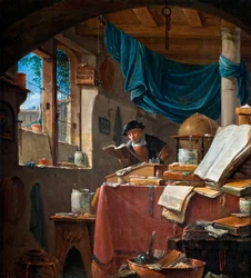 "" Un savant dans son bureau "" (Egy tudós tanulmányában) Peinture de Thomas Wyck (Wyjck ou Wijck) (vers 1616-1677) - Olaj, vászon - 33,5x31 - Hallwylska Museet, Stockholm