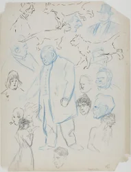 Vázlatok lapja: Férfiak, nők és macskák (recto); Sheet of Sketches: Férfiak és nők (hátoldal)