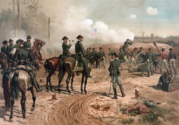 Amerikai polgárháború: Sherman tábornok Atlanta ostroma alatt 1864-ben (litográfia)