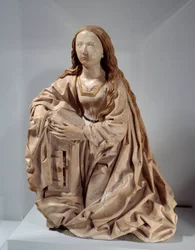 Az Angyali üdvözlet Szűze. Tilman Riemenschneider (1460-1531) polikróm márványszobra, a 15. század vége. Párizs, Musée du Louvre