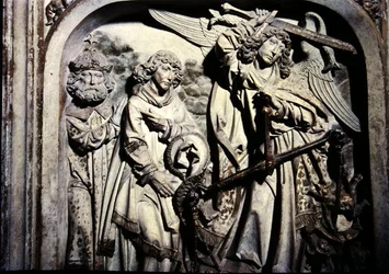 II. Henrik (973-1024) és felesége, Kunigunde sírja, II. Henrik szívének Szent Lőrinc jelenlétében történő megmérésének részlete
