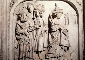 II. Henrik 973-1024 és felesége, Kunigunde sírja, Kunigundes-i tűzper részlete házasságtörés gyanúja miatt, 1499-1513 kő