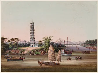 A kilencemeletes Whampoa pagoda, Pearl River