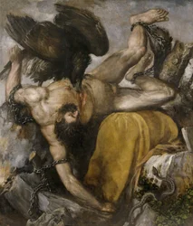 Tityos - Tiziano Vecellio dit Le Titien (1485-1576) - 1548-1549 - Olaj, vászon - 253x217 - Museo del Prado, Madrid