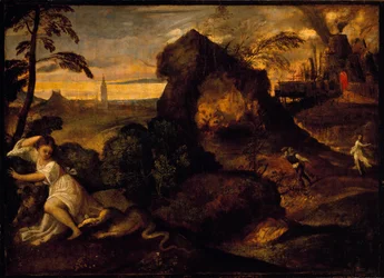 Tiziano Vecellio Orphee és Eurydice festménye, Tizianus (kb. 1490-1576). 16. századi Carrara Akadémia, Bergamo