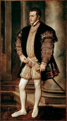 II. Fülöp (1527-1598), V. Károly fia portréja Tiziano Vecellio dit Le Titian (1485-1576) festménye, Palazzo Pitti, Galleria Palatina, Firenze