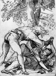 Vázlat a féltékeny férjhez a Scuola Del Santo-ban, c1510, 1937