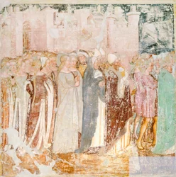 Indulás Rómából, részlet Tommaso da Modena (1326-1379) Szent Orsolya legendájából, freskó, részlet, Santa Caterina templom, Treviso