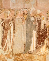 Indulás Rómából, részlet a Szent Orsolya történeteiből, Tommaso da Modena (1326-1379), freskó, részlet, Santa Caterina templom, Treviso