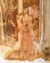 Adományozók ábrázolása, részlet Szent Romualdból, Tommaso da Modena (1326-1379), freskó, San Nicolo templom, Treviso