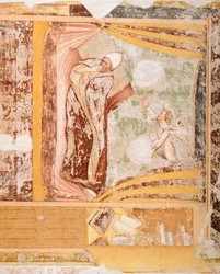 Pápa álma, részlet a Szent Orsolya történeteiből, Tommaso da Modena (1326-1379), freskó, Santa Caterina templom, Treviso