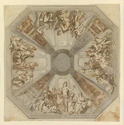 Tanulmány Apolló diadala a Sala delle Muse mennyezetéhez, Museo Pio-Clementino, Vati
