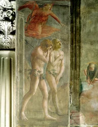 Ádám és Éva kiűzetése a Paradicsomból, kb. 1427 (restaurálás előtt)