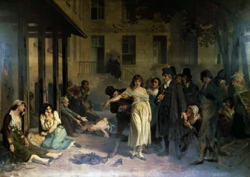 Philippe Pinel (1745-1826) pszichiáter 1795-ben a párizsi Salpêtrière intézetben megszabadítja a mentális betegeket láncaiktól, Tony Robert-Fleury (1837-1911) festménye
