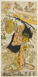 A színész, Segawa Kikunojo I Hanjo szerepében a "Tsumagoi Sumidagawa" című darabban, amelyet a Nakamura Színházban mutattak be 1733 harmadik hónapjában.