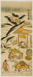 Tél: Rizs tárolása (Fuyu: kome osame no zu), 4. a "A gazdák négy évszaka (Shiki no hyakusho)" sorozatból.