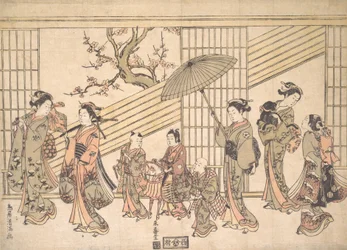 Gyerekek játszanak-játszanak egy Daimyo menetet, kb. 1763., kb. 1763.
