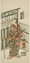 Ichikawa Masuzo I. színész mint Soga no Goro a "Tokitsukaze Irifune Soga" című darabban, amelyet a Nakamura Színházban adtak elő az első hónapban, 1758-ban.