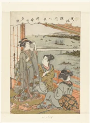 Esti eső Susakiban Susaki no sekisho (cím a tárgyon) A szokások és szokások nyolc arca Fukagawában (sorozat címe) Fuzoku Fukagawa hakkei (sorozat címe az objektumon)