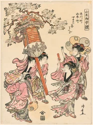 A négy évszak virágaival díszített lámpás cipelése (Hirakawa-cho Yamamoto-cho shiki no hana mando) a "Sanno szentély ünnepe (Sanno go-sairei)" sorozatból