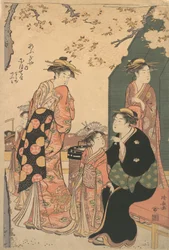 Az ogijai Nioteru udvarhölgy portréja két kísérőjével, Namijivel és Ao-..., kb. 1785.