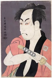 Ichikawa Omezo I Yakko Ippei szerepében a Koinyobo Somewake Tazuna című darabból, Tōshūsai Sharaku műve, aktív 1794-1795