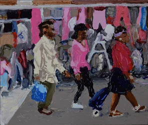 Market shoppers (Deptford, London), 2018 (olaj, tábla)