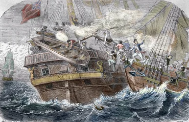 Kent elfoglalása”” című francia közlegény, Robert Surcouf (1773-1827) a „” La Confidence”” hajón 1800. 07. 10-én a Bengáli-öbölben”” (Fight between the French Confidence (Robert Surcouf) és a HMS Kent a Bengáli-öbölben, 1800. október 7.)