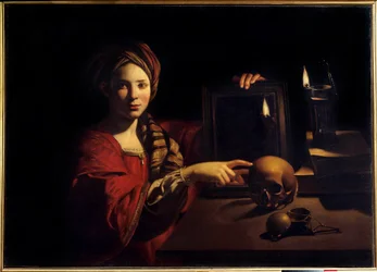 A halál vagy a hiúság allegóriája. Trophime Bigot (1579-1650) festménye, 17. század. Róma, Nemzeti Múzeum