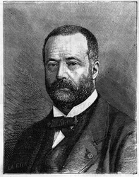 Henri Sainte Claire (Sainte-Claire) Deville (1818-1881) francia kémikus portréja. (Truchelut úr fényképéről). Metszet a „természetbe”: 1881. július 23-i áttekintés a tudományokról és alkalmazásukról a művészetben és az iparban.
